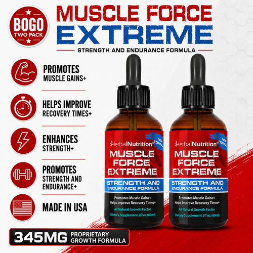 Bodybuilding Supplement Muscle Force Extreme 2 Bottle Pack 345mg Growth Formula