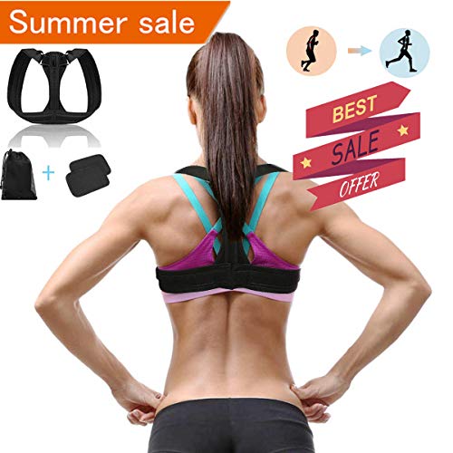 Charminer Sports Posture Corrector Spinal Support - Physical Therapy Posture Brace for Men or Women - Back, Shoulder, and Neck Pain Relief - Spinal Cord Posture Support Black Medium
