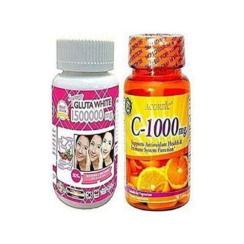 Gluta White Glutathione Whitening Pills 1500000mg And Acorbic Vitamin C - 1000mg