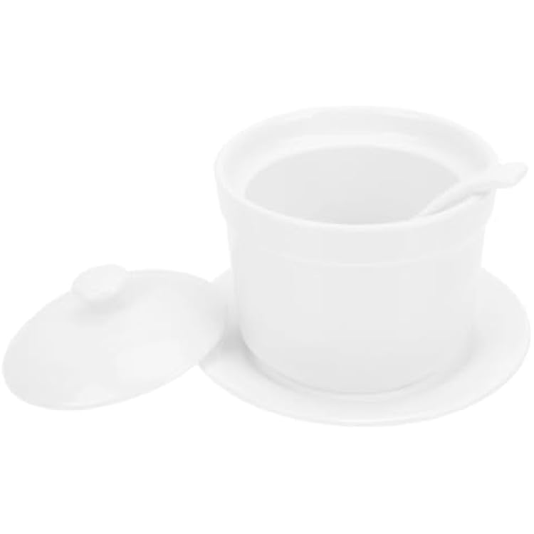 Ceramic Soup Bowl with Lid 5-Inch Stew Pot Porcelain Steaming Bowl for Home Kitchen Dining and Restaurant Use