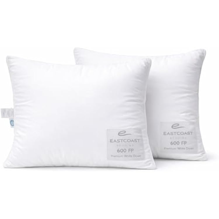 100% White Down Luxury Pillow 600 Fill Power No Feathers 400 Thread Count Cotton Shell RDS Certified Medium Loft Balanced Feel King 20x36, 2 Pack