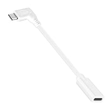 CY Cable White USB-C Type-C Male to Female Extension Power USB2.0 Data Cable 90 Degree Left Right Angled 65W Fast Charge for Laptop Tablet Phone