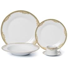 Royalty Porcelain 5-pc Dinner Set for 1, 24K Gold Plated, Premium Porcelain