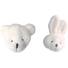 Plush Animals Brooch 2pcs Cartoon White Rabbit Bear Head Lapel Pins for Women Children Bag Clothes Accessories