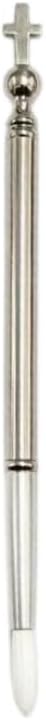 Orthodox Christian Holy Water Sprinkler with Cross, Metal Aspersorium for Church Sacraments & Religious Ceremonies (Silver)