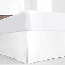 SKY BEDDINGS Luxury Pleated Queen Bed Skirt with Split Corners - 21 Inch Tailored Drop - Pleated Dust Ruffle - Wrinkle-Free 100% Microfiber - Easy Fit, Soft & Durable - White
