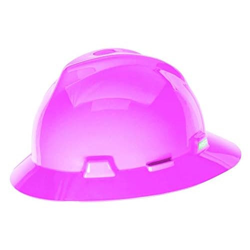 MSA Safety 10156373 V-Gard Slotted Full-Brim Hat, Hot Pink, wFas-Trac III Suspension Pack of 20