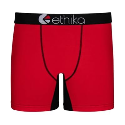 Ethika Mens Mid Boxer Brief, Extended Length, 4-Way Stretch with Signature Waistband - Black OG - ContrastRDB,L