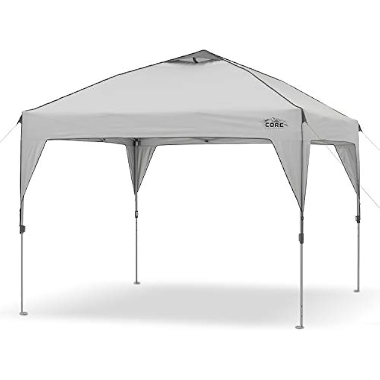 Core 10 x 10 Instant Shelter Pop-Up Canopy Tent with Wheeled Carry Bag, Grey