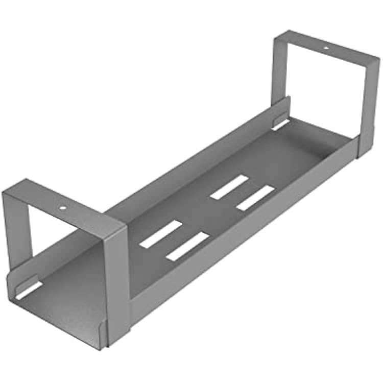 D-Line Under Desk Cable Management Tray, Cable Basket for Extension Blocks, Self-Adhesive or Screw-fix, Regain Wasted Space & Improve Appearance - Grey
