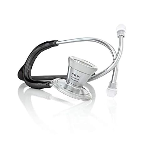 MDF Instruments, ProCardial Cardiology Stethoscope, Adult, Dual Head, Free-Parts-for-Life, MDF797 (Black (NoirNoir), Titanium)