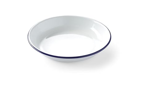 HENDI Deep Plate with a Beautiful Blue Rim, Abrasion-Resistant, Diameter 220 mm