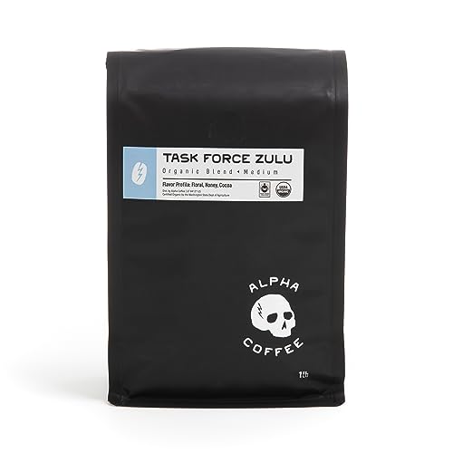 Alpha Coffee - Task Force Zulu - 16 oz. Premium Gourmet Organic Medium Roast Coffee Task Force Zulu Whole Bean, 1 Pound Pack of 1