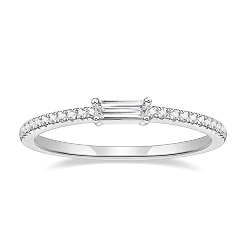 TIGRADE 1.5mm Eternity Ring Baguette Cubic Zirconia Anniversary Ring CZ Pave Wedding Band for Women Size 3-12