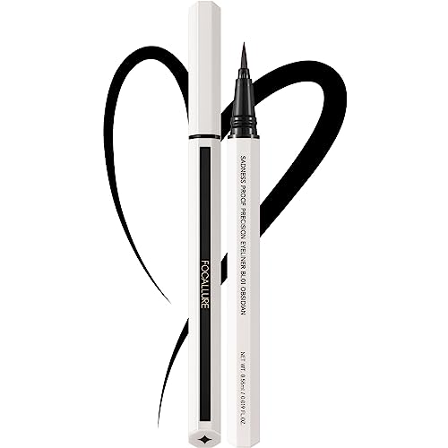 FOCALLURE Sadness Proof Precision Eyeliner,Sweatproof Eyeliner Pencil,Quick Drying,Smudge-proof,Long Lasting,Wont Slip Octagonal Grip,Ultra Fine Brush,BL01 OBSIDIAN