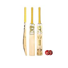 Titan Player English Willow Cricket Bat, Duck Bill Profile, 43mm Spine, 38mm Toe, 10-inch Sweet Spot, Includes One Hard White Leather Cricket Ball.