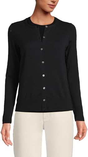 Lands End Womens Fine Gauge Cotton Cardigan Sweater