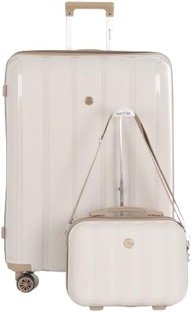 MCS Polypropylene 2-Piece Suitcase Set Large & Makeup V305 Bone Champagne