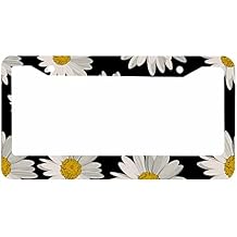 Decorative License Plate Frame Fashion Flower Daisy Car Tag Frame Aluminum Auto License Plate Holder for Men Women