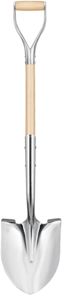 Truper Polished Chrome Ceremonial Shovel, 27-Inch, D-Grip American Ash Handle, 14-Gauge High-Carbon Steel Blade, Extended Socket, Steel D-Handle (Model 33127)