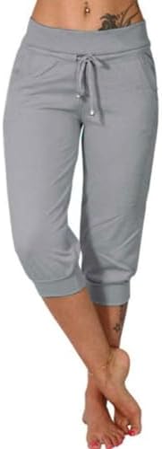 Womens Pajama Pants High Waisted Drawstring Casual Capri Sweatpants Comfy Loose Athletic Lounge Pants with Pockets