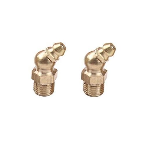 Pair Pipe Grease Fitting 116 BSP BSPP Zerk Nipple 45 Degree Elbow Brass