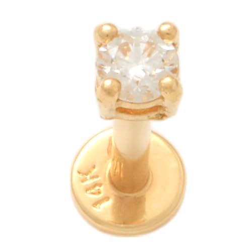 ANYGOLDS 14k Real Diamond Solid Gold Round Solitaire Stud Earring - 18-gauge Internal & External Threaded Post - Suitable for Cartilage, Tragus, Helix, Conch, Rook & Snug Piercings - Sold as a Single