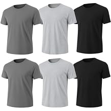 6-Pack Bulk Mens T-Shirts Soft Pre-Shrunk Premium Cotton, Short Sleeves, Reinforced Collar, Crew Neck, Casual Fit