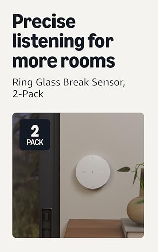 Ring Sensors: Glass Break Sensor (newest model) Instant notifications, on Amazon Sidewalk, no base station needed, Pro Monitoring (sold separately), 2-pack