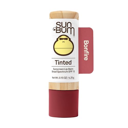 Sun Bum SPF 15 Tinted Lip Balm Bonfire - Hawaii Act 104 Compliant Octinoxate & Oxybenzone - Made Without Parabens - Broad Spectrum UVAUVB Lip Protection - 0.15 oz Stick
