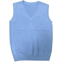 Lmdudan Women's V Neck Sweater Vest School Uniform Solid Color Sleeveless Knit Sweaters Pullover Tank Tops 2025 Fall Winter