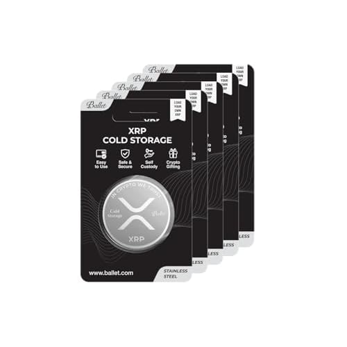 Ballet XRP Cold Storage Coin 5-Pack, Stainless Steel Physical XRP Wallet Coins, No Electronics, No Seed Phrase, No PINPassword, Works with Ballet Crypto App iOSAndroid, Offline Storage Set