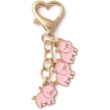 Pig Keychain Animal Keychains Bag Charms for Women with Three Little Pigs and Heart Hook, Cute Key Chains Gifts for Girls, Friends,Son,Students