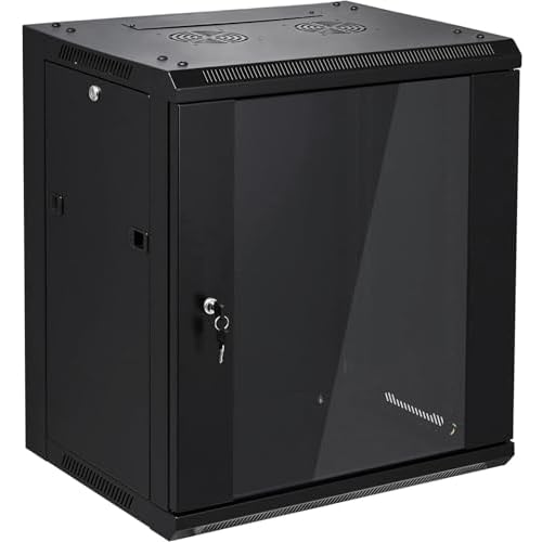 12U Wall Mount Server Cabinet Network Rack Enclosure Locking Glass Door by NETECABLE