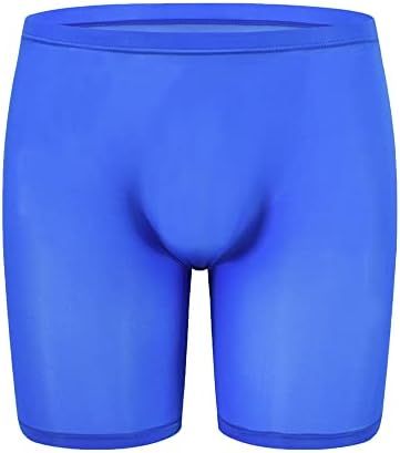 Mens Sexy Convex Boxer Briefs Ice Silk Transparent Underwear Low Waist Solid Color Underpants