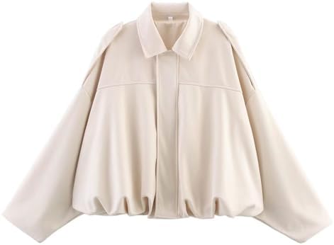 Xunger Womens Faux Suede Bomber Jacket Spring Lapel Pilot Coat Casual Oversized Long Sleeves Trendy Streetwear Outerwear