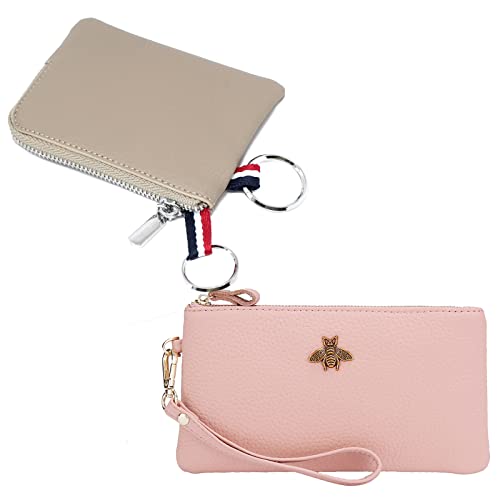 imeetu Bundle of 2 Sets Womens Wristlet Clutch, Leather Coin Purse Wallet