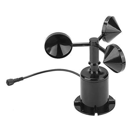 Wind Anemometer, 0-70m/s Environment Signal Output Pulse Type Three Cups Wind Sensor, 5-30V DC Power Supply