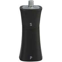 Grunwerg SP-9174BK 2-in-1 Salt Shaker and Pepper Mill, Plastic, Matt Black