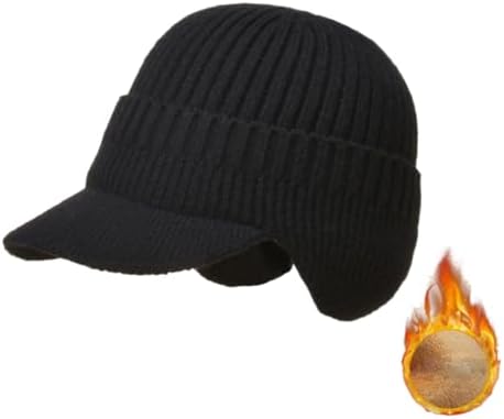 Men's Winter Hat with Ear Flaps, Warm Ear Protection Knitted Hat