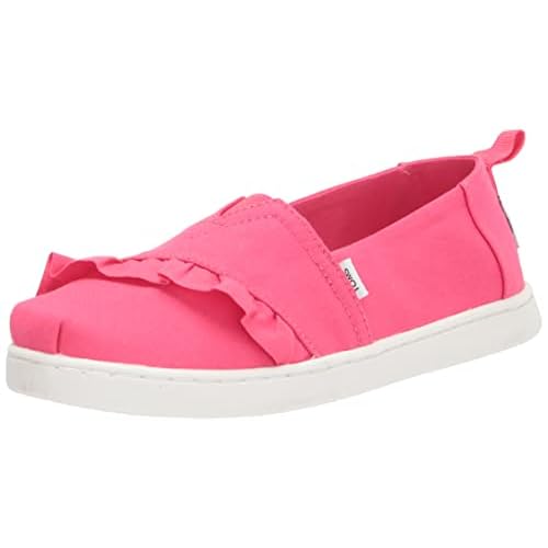 Toms Girls Alpargata Espadrilles, Raspberry Canvas Ruffle, 4