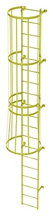 Tri-Arc WLFC1119-Y 19-Rung Standard Fixed Steel Ladder with Cage, Safety Yellow Powder Coated Finish