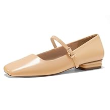 Coutgo Women's Mary Jane Flats Closed Square Toe Ballet Flat Dressy Comfortable Slip on Shoes