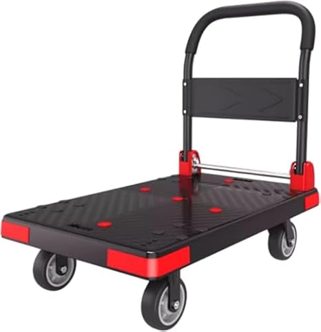 Heavy Duty Foldable Flatbed Trolley Cart with Swivel Wheels Steel Hand Truck for Office Moving, Transport & Storage Portable Push Cart for Easy Mobility