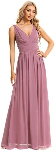 Ever-Pretty Womens Bridesmaid Dress V-Neck Sleeveless A Line Chiffon Floor Length Formal Dress 09016