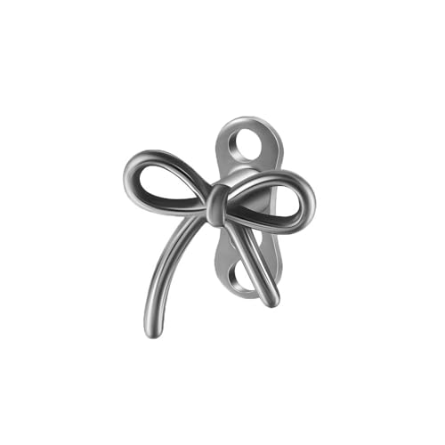 Kokoma 1 PC Minimalist Bow Knot Dermal Anchor Top and Base for Women, G23 Titanium Surface Skin Piercing Studs Internally Threaded Microdermal Body Jewelry