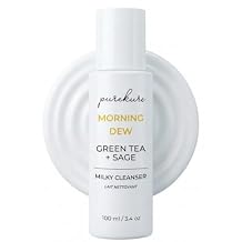 Milky Cleanser with Green Tea and Sage. Hydrating Organic Face Cleanser, Daily Gentle Non-Stripping Face Wash for Sensitve Skin, 100 mL