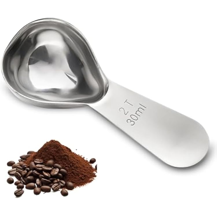 1 Pcs Coffee Scoop, 2 Tablespoon Measuring Spoon for Ground Coffee, Durable Stainless Steel, Easy to Use and CleanSliver, Send Goods from Local Warehouse