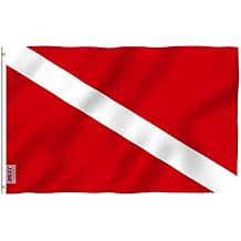 Anley Fly Breeze 3x5 Foot Dive Diver Down Flag - Canvas Header and Double Stitched - Diving Warning Flags Polyester with Brass Grommets 3 X 5 Ft