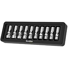 10mm-19mm 3/8 Inch Drive Universal Joint Socket Set, 10Pc, Cr-V Steel, Swivel Head, Metric, 12 Point, Flexible, Corrosion Resistant, Manganese Phosphate Finish